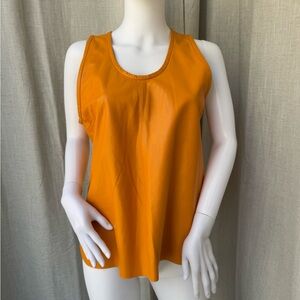 Zara orange leather sleeveless top sz Small